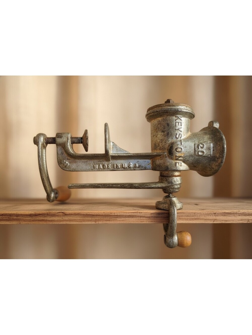 Vintage Keystone No. 20 Cast Iron Hand Crank Meat Grinder Boyertown PA USA